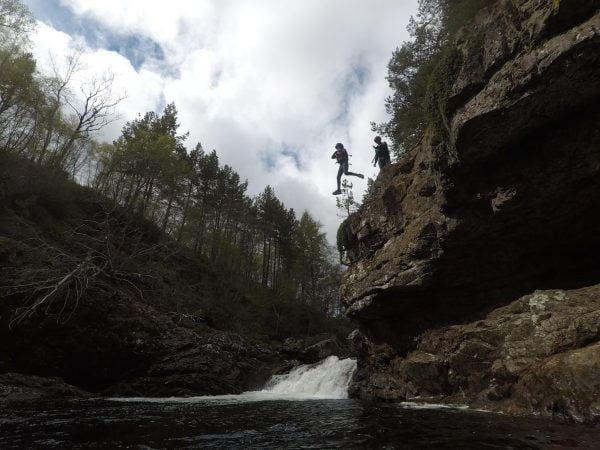 Canyoning in Scotland big jump