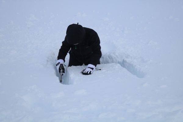 Winter skills digging pit