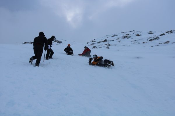 Winter skills ice axe arrest group