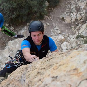 Lead climbing in Aviemore