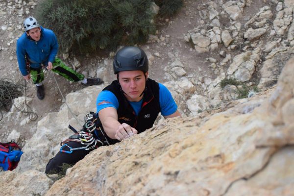 Lead climbing in Aviemore