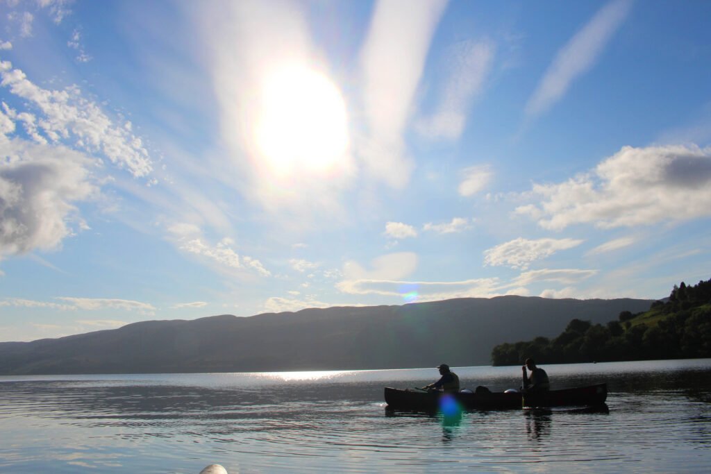 Two people on a kayaking expedition