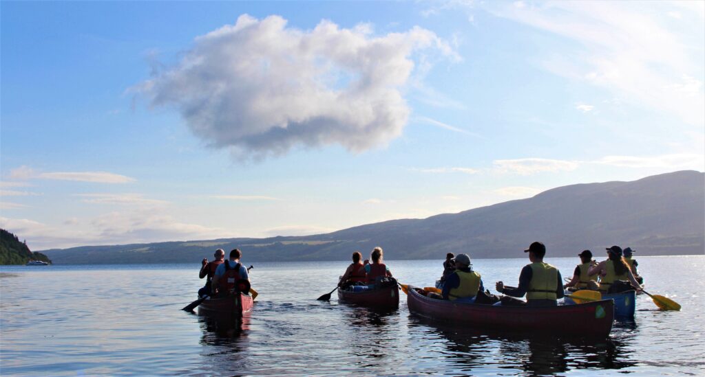 A group taking part in a canoeing journey