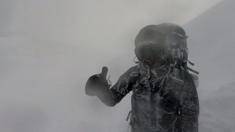 Someone taking part in Winter Mountain Skills training in the Cairngorms, Scotland with Active Outdoor Pursuits.